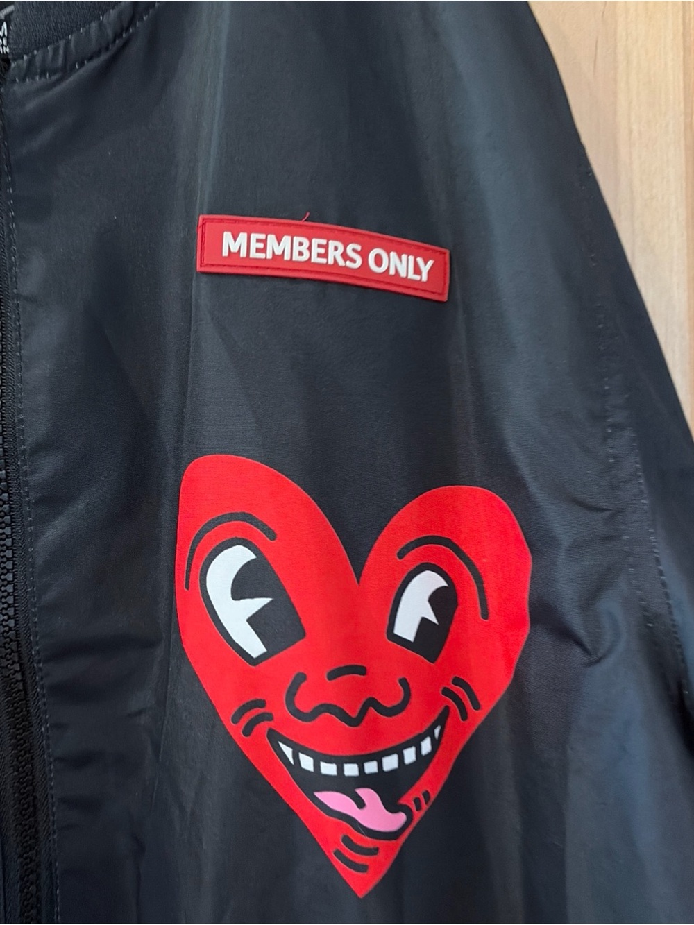 Members Only Unisex Black Keith Haring Graphic Bomber Jacket Medium - Picture 2 of 10